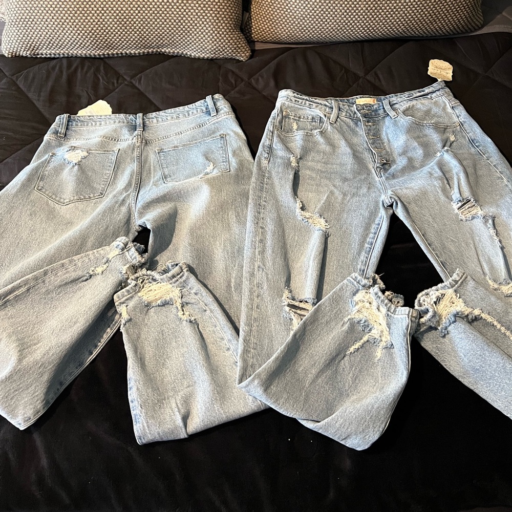 Brand new with tags button fly distressed jeans